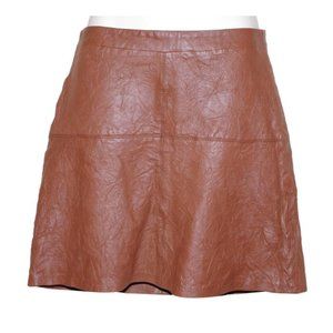 Sanctuary Brown Structured Leather A Line Skirt (Real Leather!)